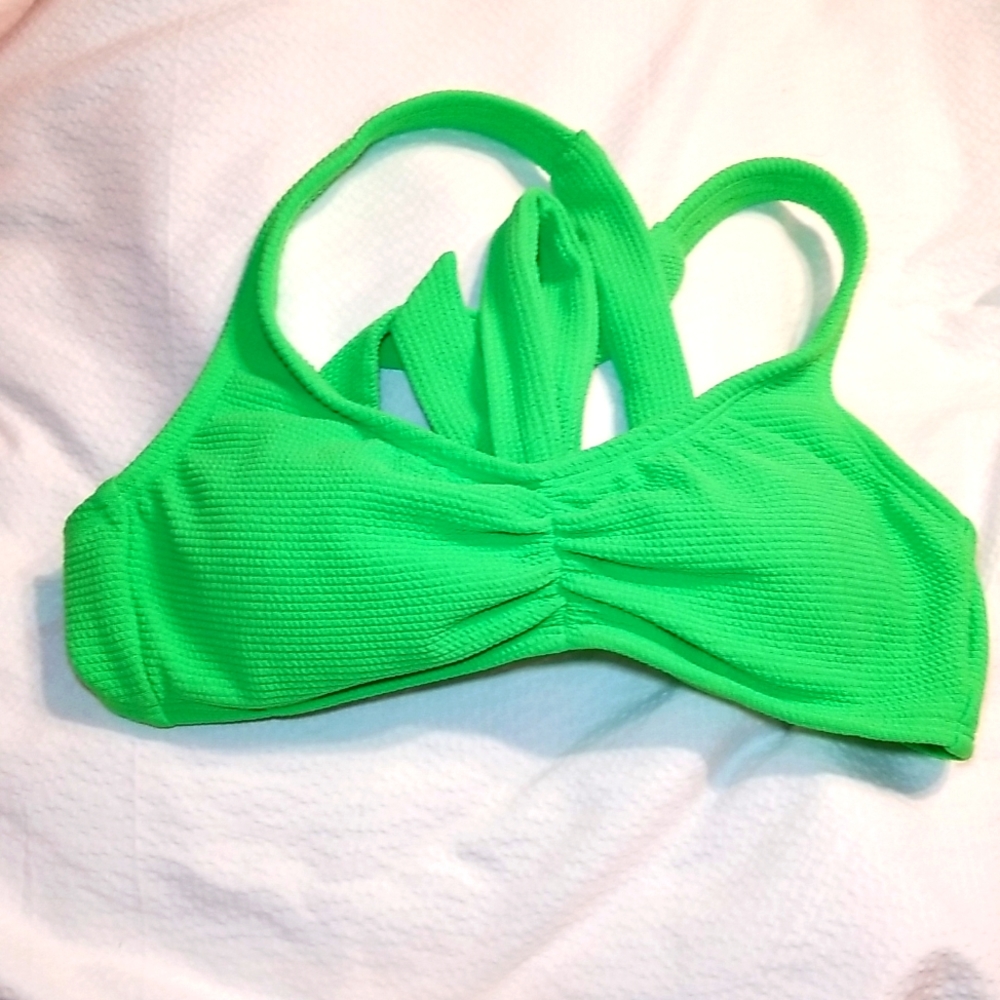NWOT CROSS BACK TIE BACK BIKINI TOP BRA YOGA VOLLEYBALL DANCE GYM EXERCISE - Picture 1 of 4